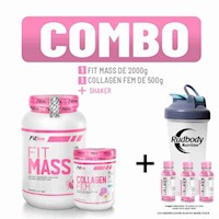 COMBO FITFEM - FITMASS 2 KG. CHOCOLATE + COLLAGEN FEM 500GR. FRUIT PUNCH +SHAKER