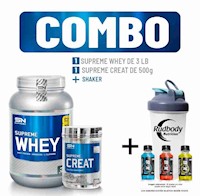 COMBO SUPREME - SUPREME WHEY 3 LIBRAS VAINILLA + SUPREME CREAT 500 GR. + SHAKER