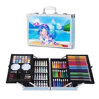 Mega Set de arte y Dibujo Metalico 144 PIEZAS KAWAI SIRENA