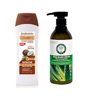 Pack de Shampoo de Coco Babaria + Crema para el Pelo Aloe Vera Wokali