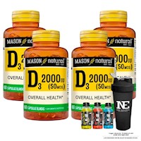 COMBO VITAMINAS MASON NATURAL - 4 D-3 2000 UI (60 SOFTG) + SHAKER