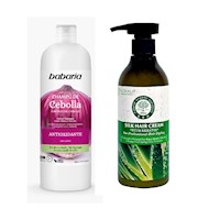 Pack de Shampoo de Cebolla Babaria + Crema para el Pelo Aloe Vera Wokali