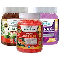 PACK 3 GOMITAS CHANCA PIEDRA + LIPOGOM CIDER PLUS+RESVERATROL SOTTCOR