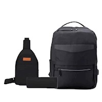 Mochila Morral Pack 3 en 1 Antirrobo Impermeable Porta Laptop Usb 4.0