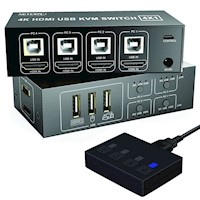 Conmutador Kvm Hdmi Switch 4 X 1 4k 60hz Netcom 4 Puertosusb