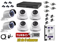 Kit 6 Cámaras Seguridad HD 720p disco 1tb WD HIKVISION H18