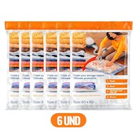 PACK 6 BOLSAS AL VACÍO COMPRESORA DE ROPA 60 X 80 CM