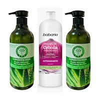 Pack de Shampoo Cebolla Babaria + 02 Acondicionador Aloe Vera Wokali