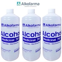 Alcohol Medicinal 70% Alkofarma botella de 1000 ml. Pack x 3