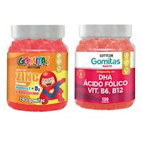 PACK 2 GOMITAS ZINC OROTATE NIÑOS + DHA ACIDO FOLICO SOTTCORLABS