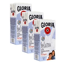 Leche Fresca UHT Gloria Sin Lactosa Pack 3 Cajas 1 lt