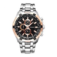 Reloj Hombre Curren Acero Plateado con Oro Rosa CUR-20