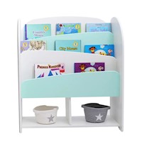 LIBRERO MONTESSORI DE MADERA PARA NIÑOS ACQUA - Blanco y jade
