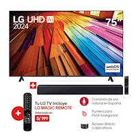Televisor LG 75 LED UHD 4K Thinq Ai 75UT8050PSB + Soundbar HW-B400F