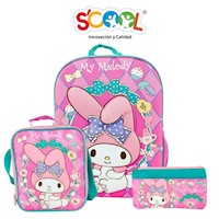 Set Scool Ranger Mochila Lonchera Cartuchera Kuromi Deluxe