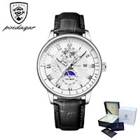 Reloj POEDAGAR para Hombre - Elegante - Cuero - Blanco/Negro