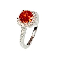 Anillo de Plata Bañado en Oro Blanco Modelo Sophia Rojo