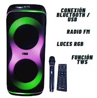Torre de Sonido KASSEL K2820 Portátil TWS USB BT KARAOKE ILUMINACION RGB
