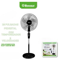 Ventilador de pedestal 18" BOSSKO BK 8459VN 50 watts con Temporizador Negro