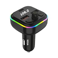 Transmisor FM Bluetooth para Auto con Carga Rápida PD QC y Luces LED