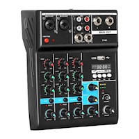Mezclador de Audio Profesional EN VIVO de 4 Canales Bluetooth USB F-4A