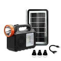 Kit Solar Portatil - Parlante Bluetooth Linterna con 3 Focos