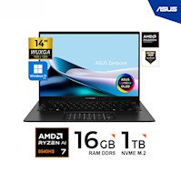 LAPTOP ASUS ZENBOOK 14" WUXGA OLED AMD RYZEN 7 IA 8840HS 3.3Ghz/5.1Ghz 16GB DDR5 SSD 1TB W11H