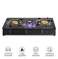 Cocina de Mesa a Gas GK1003G 3 Hornillas vidrio templado