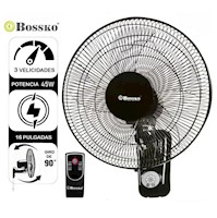 Ventilador de Pared Bossko Con Control Remoto BK-8452PD Negro