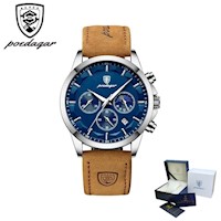 Reloj POEDAGAR para Hombre - Elegante - Cuero - Azul/Plata