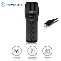 Regulador de Voltaje Automático Power Lite 1000VA 4 Salidas Protegidas