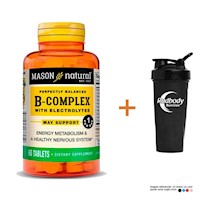 VITAMINAS MASON NATURAL - B-COMPLEX WITH ELECTROLYTES (60 TAB) + SHAKER