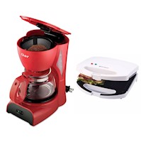 Combo Cafetera Oster Bvstdcd5r5 + Sandwichera ISG101 tipo grill