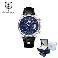 Reloj POEDAGAR para Hombre - Elegante - Cuero - Plata