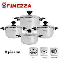 Juego De Olla Finezza Antonella III 8 Piezas Fz-1004TS Acero Inox 18/10