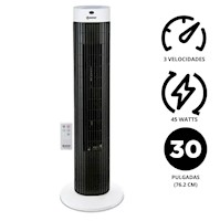 Ventilador Torre Miray Vmtt-934R 30 pulgadas 45w Control remoto