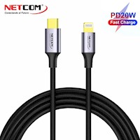 Cable USB-C TIPO C a Lightning 1.80 Metros NETCOM carga datos PD20W