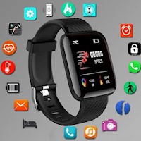 Reloj Inteligente Smartband Negro Fitness Sport Bluetooth Pulsera Android IOS Navidad Genieka