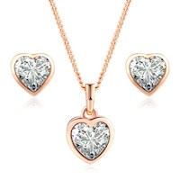 Set Collar y Pendientes Crystal Heart Collar Novia San Valentín Genieka