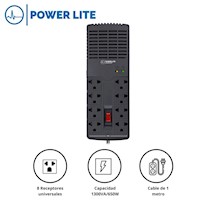 Regulador de Voltaje Automático Power Lite QUASAR 1300VA/650W 8 Salidas