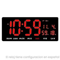 Reloj Despertador Inteligente Pantalla Grande Calendario Completo Rojo