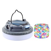 Lámpara Solar Camping 3 Modos con Guirnalda RGB 10 Metros