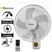 Ventilador de Pared Bossko Con Control Remoto BK-8450PD Blanco