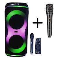 Combo Karaoke Portátil KASSEL K2820 + Micrófono con cable TWS USB BT Iluminación RGB