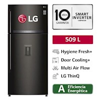 Refrigeradora LG Top Freezer 509L HYGIENE FRESH GT51SGD - Negro Acero