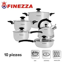 Juego De Olla Finezza Helena 10 Piezas Fz-1060TG Acero Inox