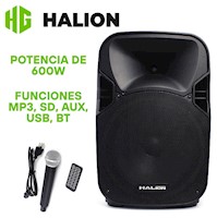 Parlante Activo Halion PHA 12AL Batería Recargable 600W USB, Bluetooth