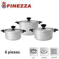 Juego De Olla Finezza Sofia 6 Piezas Fz-1042TS-1 Acero Inox 18/10