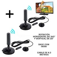 Pack 02 Antenas de televisión HDTV Señal digital HD Con Base de Imán
