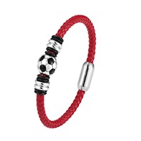 Brazalete Pulsera de Cuero Vacuno para Hombre Modelo Soccer Ball